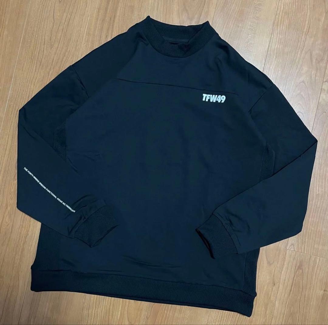 新品　TFW49 ショートモックネック　トレーナー　スウェット　L ブラック