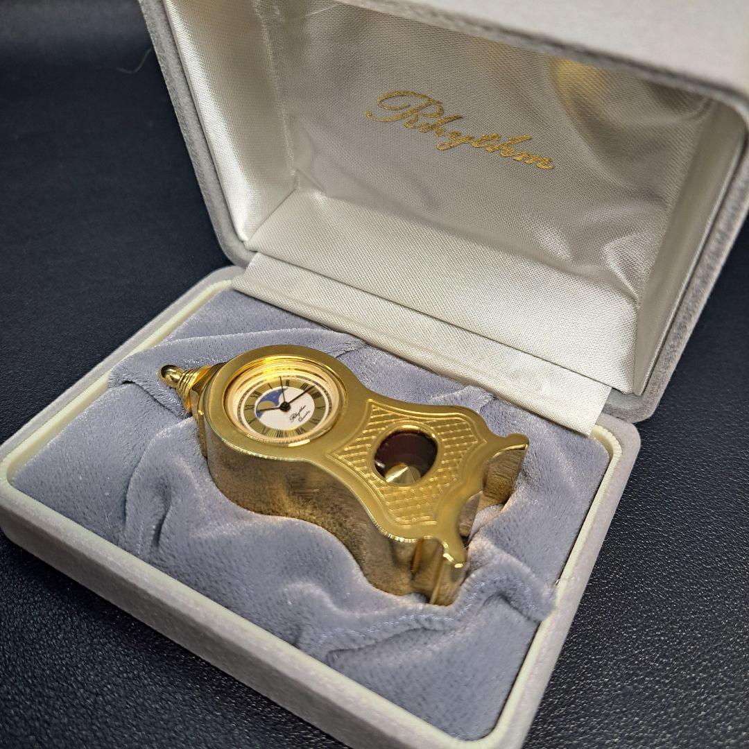 希少　リズム時計　ERGOLANO　ミニクロック　ゴールド　デッドストック