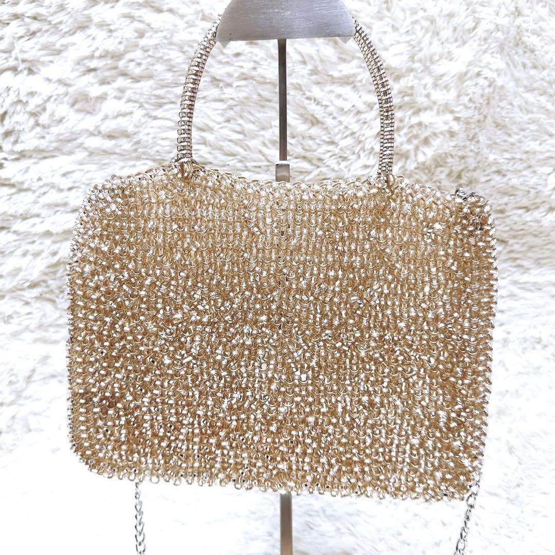 美品✨アンテプリマ　スタンダード　スクエア ミディアム　シルバーゴールド　肩掛け