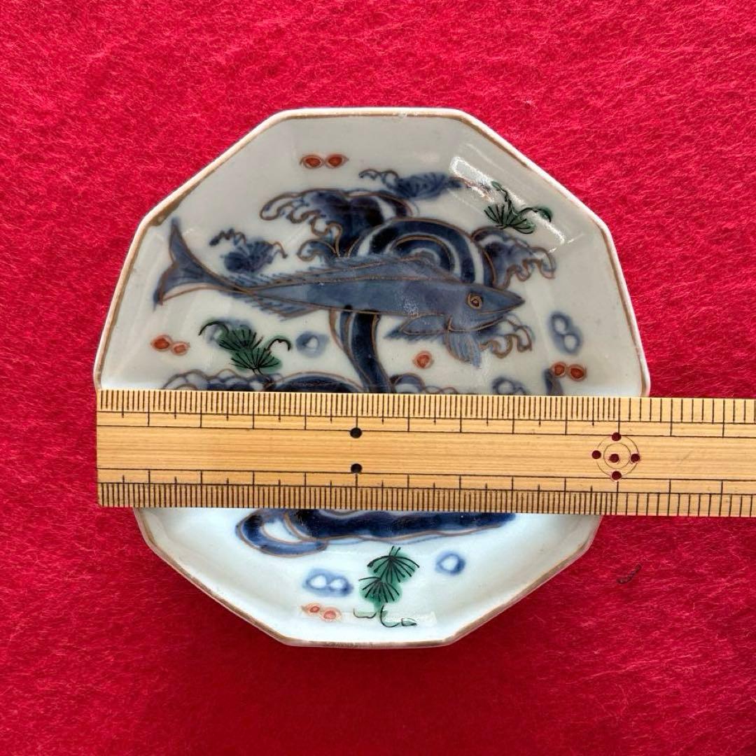 古伊万里　色絵　魚藻文　小皿　5枚組