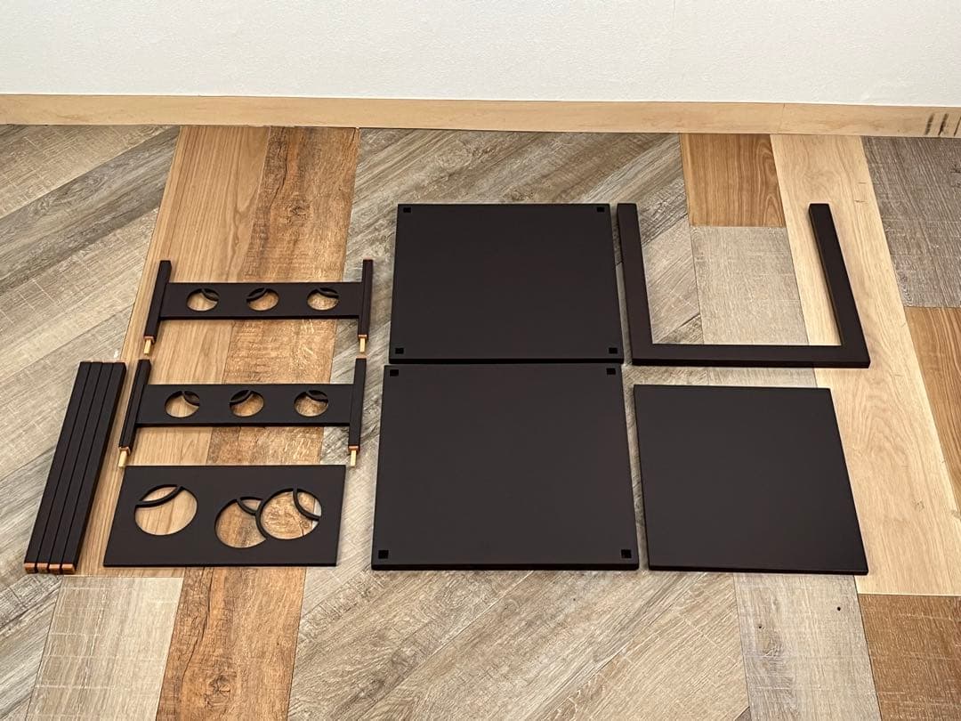 溜塗 壺々透かし 二重棚 紙箱 茶道具 組立式 ツボツボ