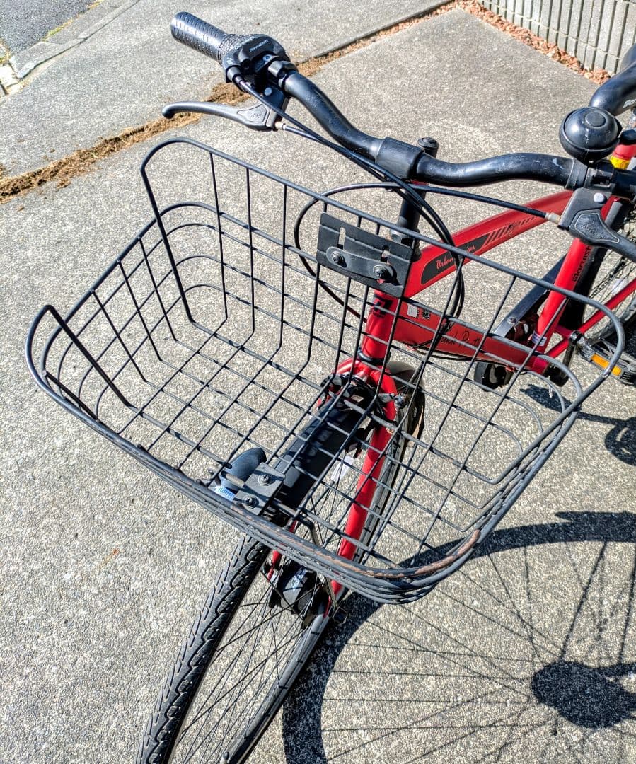 MARUISHIレッド シティサイクル 27インチ 6段変速 バスケット付き