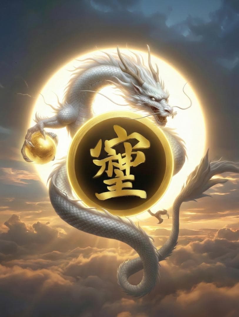 A3　リクエスト【昇運白龍・そしじ】高波動の言霊と守護龍の光【神仏画・風景画】