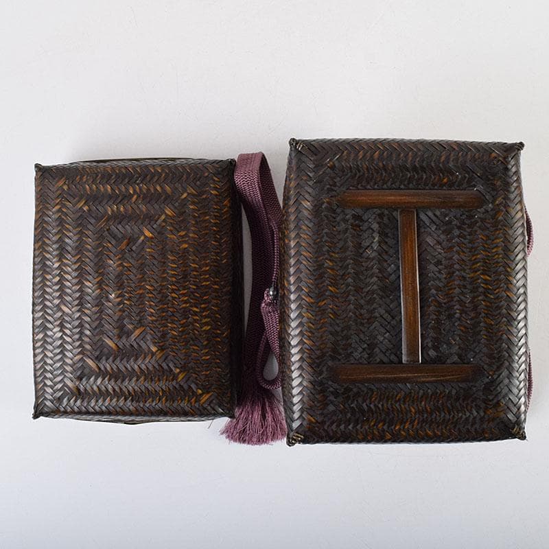 茶道具　島田竹宝斎作　御所篭　茶籠　棗　茶碗など　九点一式　共箱　FR9371H