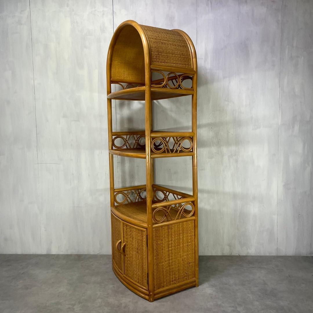ヴィンテージ アーチラタンラック オープンラック 籐家具 収納 レトロ