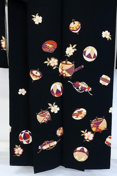 ★専用★美品 振袖 黒 京友禅 黒 金駒刺 糸巻 絵巻 鞠 桜 身丈156cm