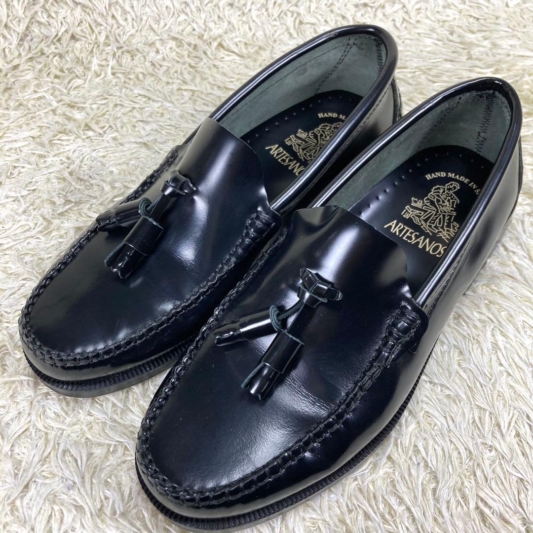 『未使用級』アルテサノス タッセルローファー ブラック レザー 革靴　23.5