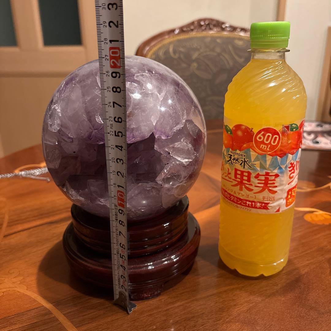 美品☆アメジスト☆大玉笑口☆回る台座付き