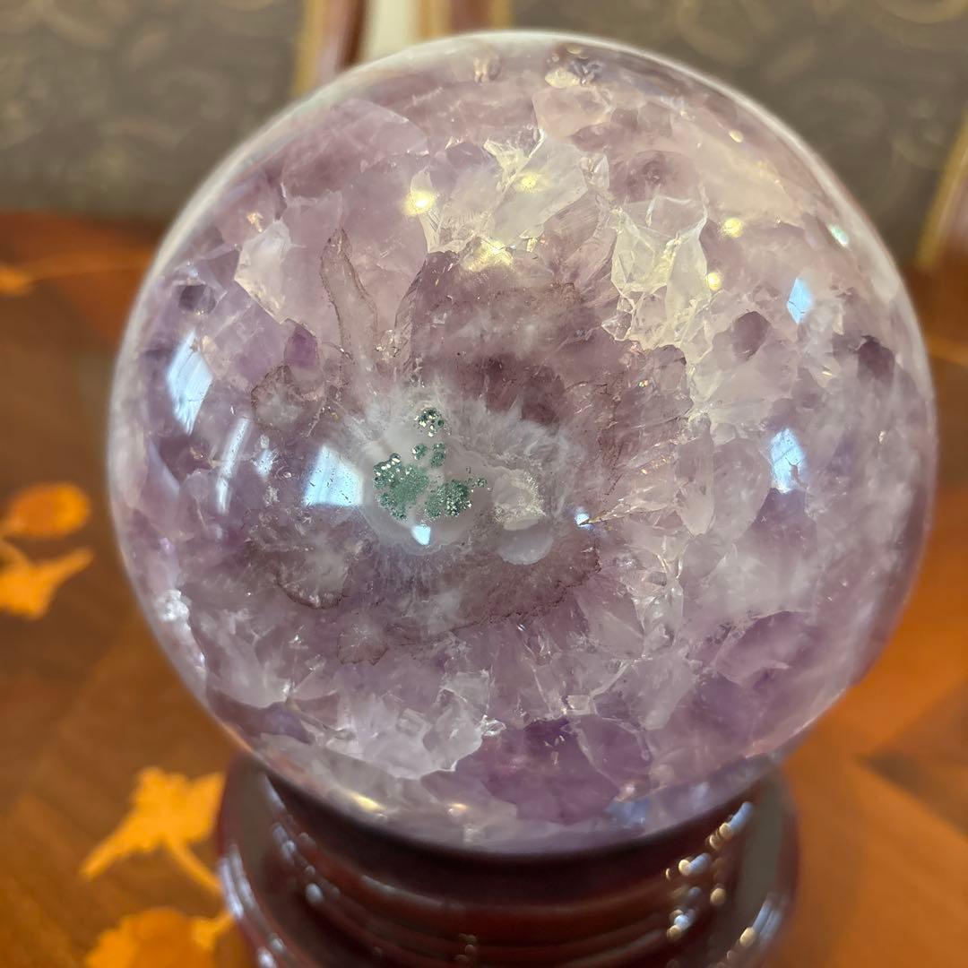 美品☆アメジスト☆大玉笑口☆回る台座付き