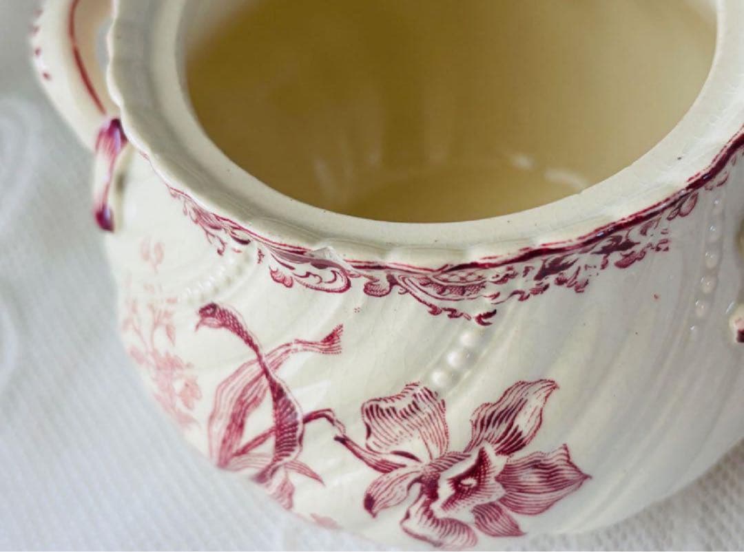 希少　サルグミンヌ シュガーポット シュクリエ 花柄 フランスアンティーク