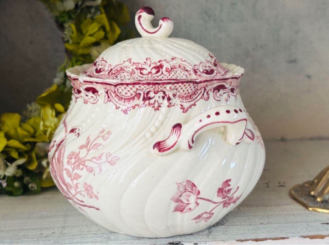 希少　サルグミンヌ シュガーポット シュクリエ 花柄 フランスアンティーク