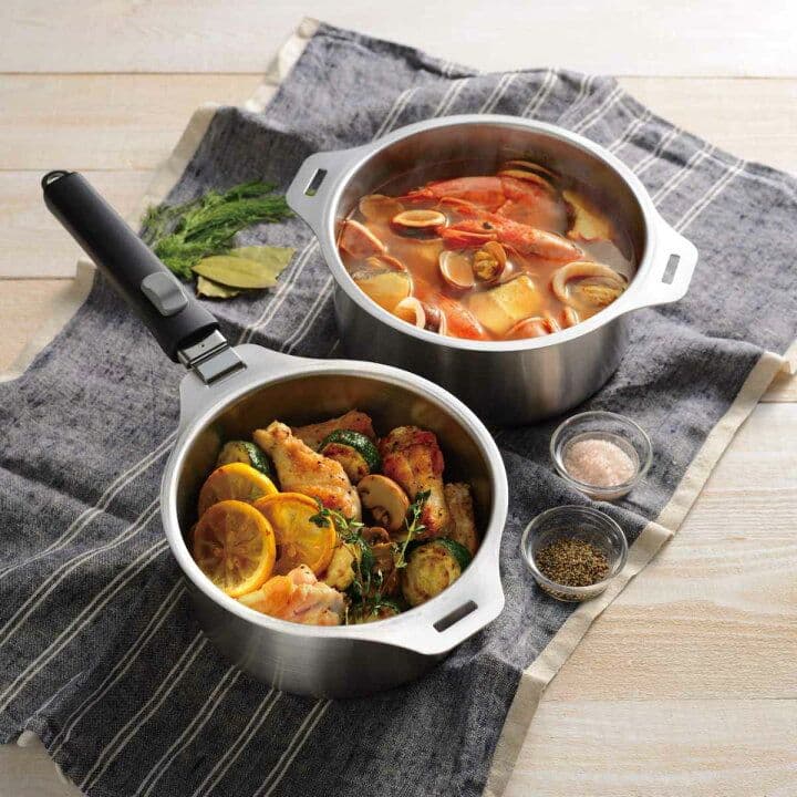 燕三(ENZO)ステンレス製鍋 IH対応 蓋 蒸し台 着脱式ハンドル付き 日本製