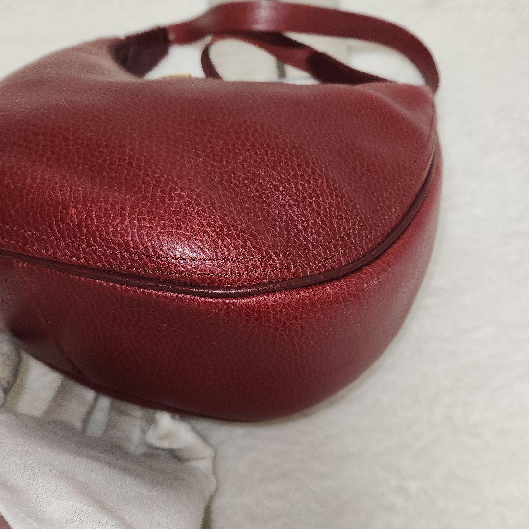 カルティエ マストライン ショルダーバッグ 三日月型 レザー ボルドー　カード