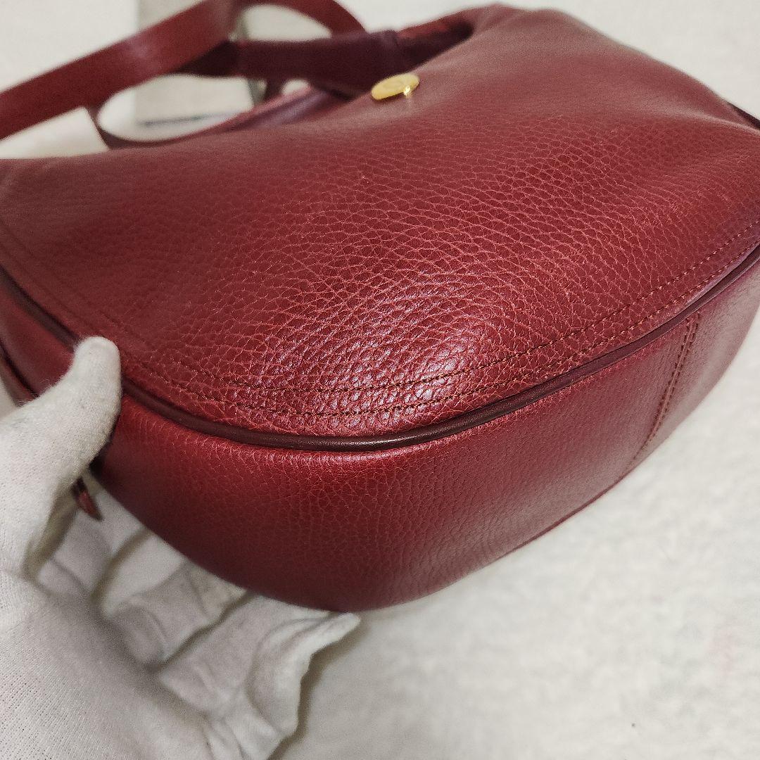 カルティエ マストライン ショルダーバッグ 三日月型 レザー ボルドー　カード