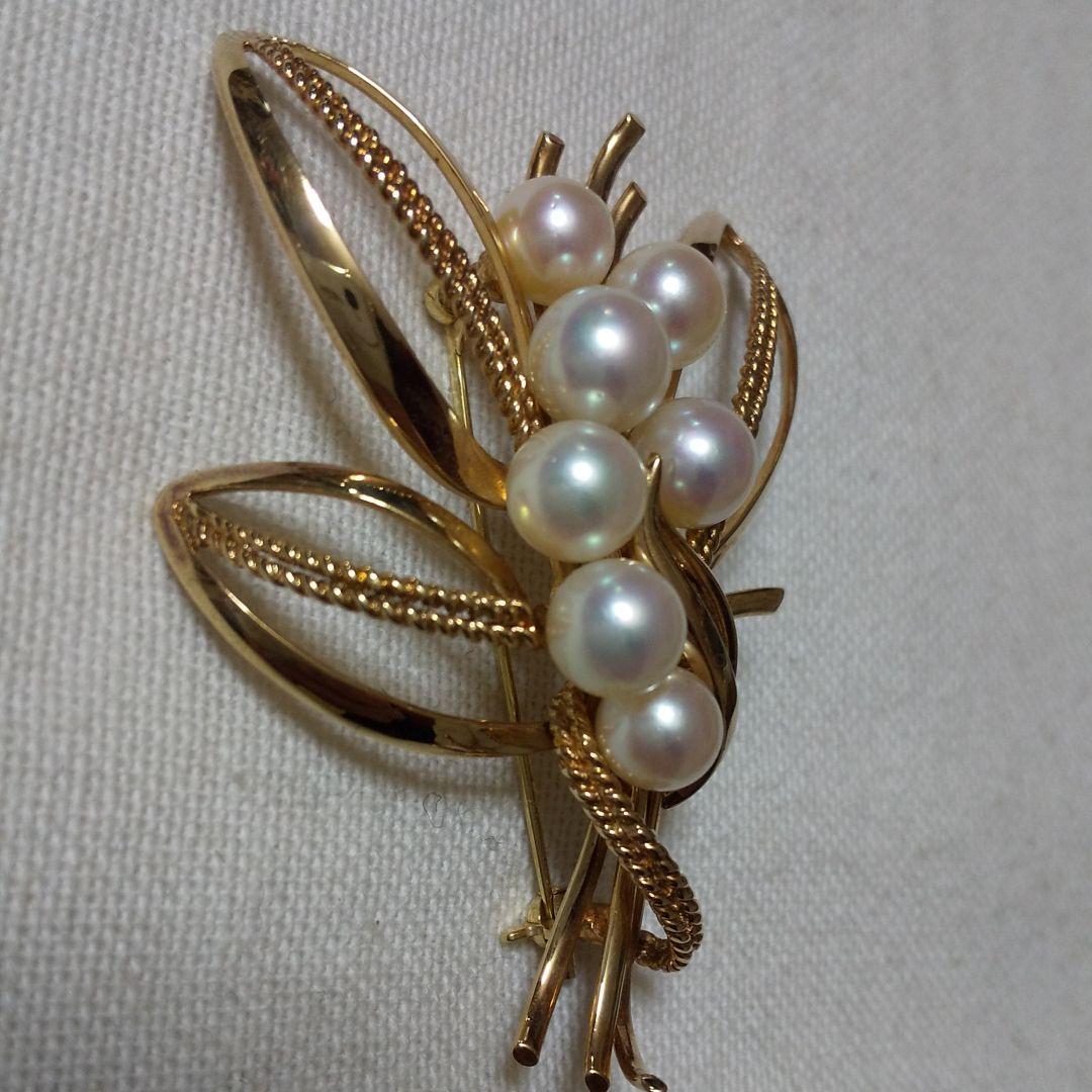 ミキモトアコヤ真珠パールK14ブローチ16,9グラム