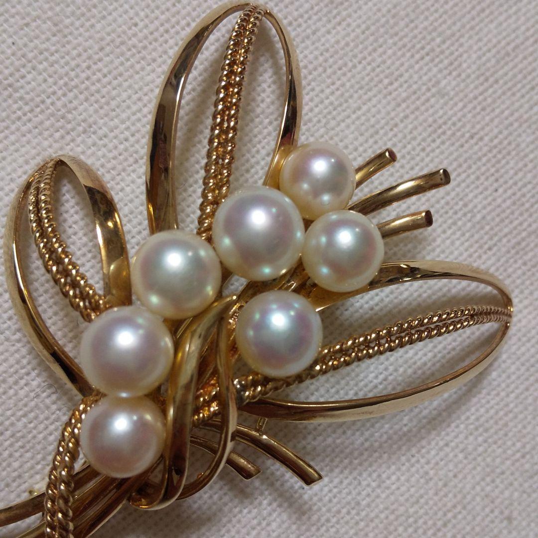 ミキモトアコヤ真珠パールK14ブローチ16,9グラム