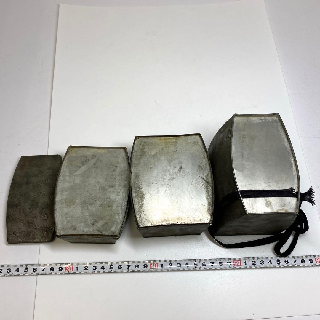 時代　錫製　三段弁当箱　トヒチサ　高さ19cm 東N7-1018①