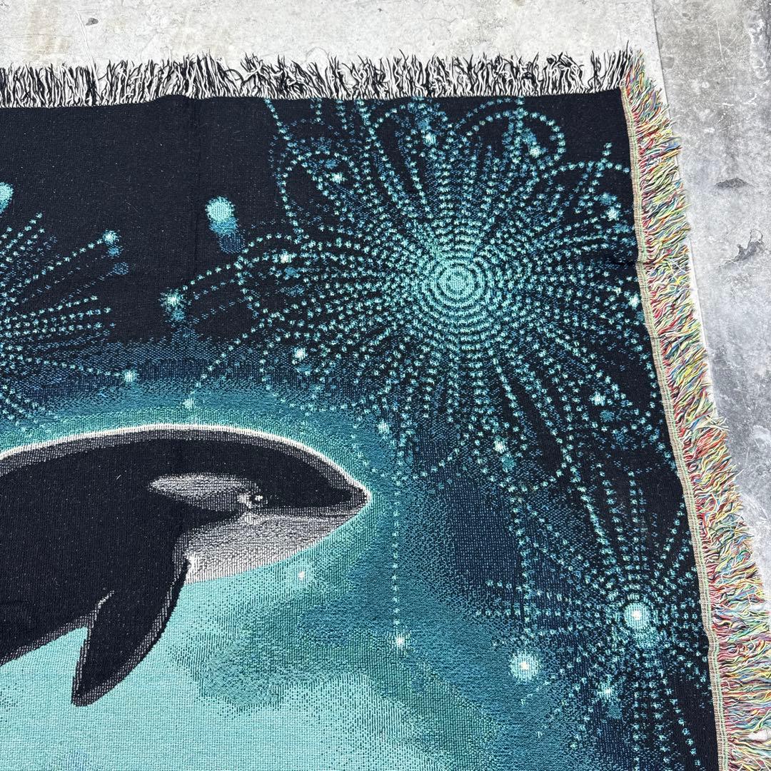 マリーンアート　海　シャチ　マルチカバー　ソファーカバー　ラグ　155x123