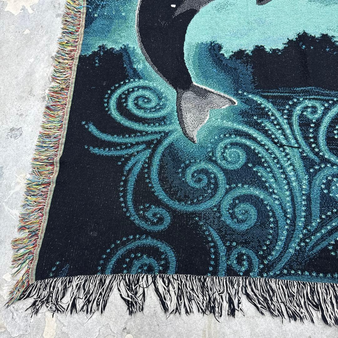 マリーンアート　海　シャチ　マルチカバー　ソファーカバー　ラグ　155x123