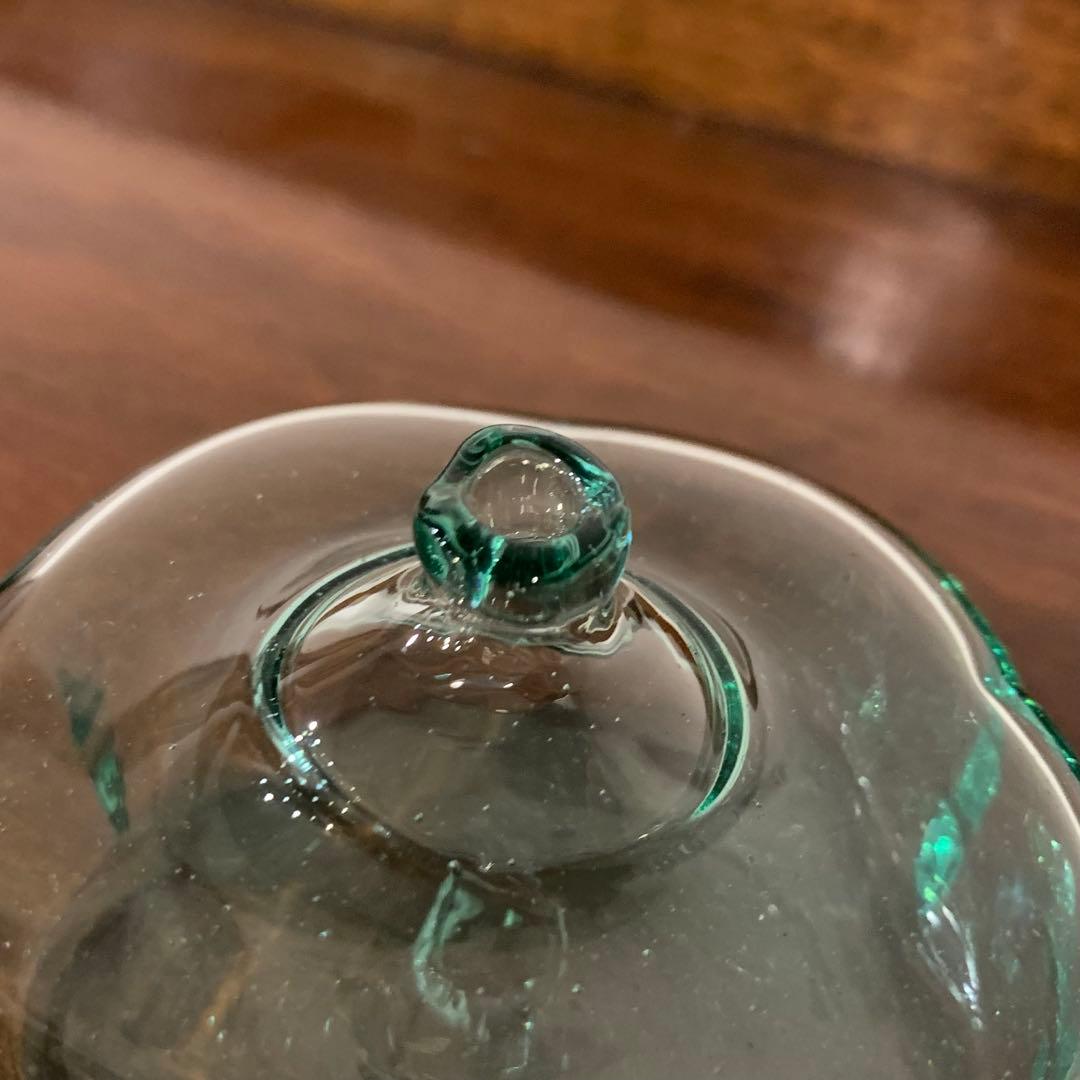 吹きガラス ウランガラス 水滴 水差し ガラス製 ユニーク形状 気泡ガラス