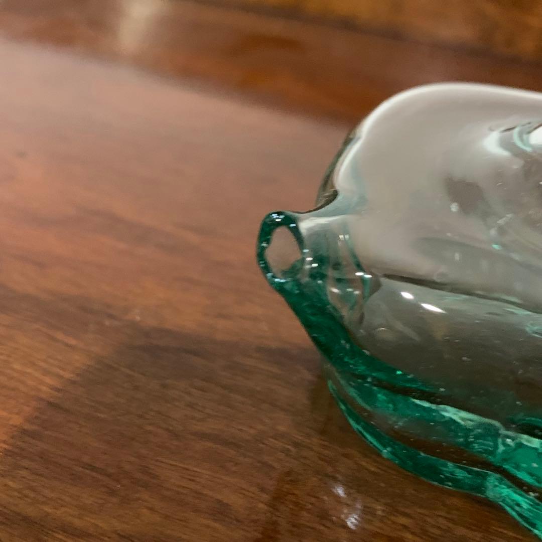 吹きガラス ウランガラス 水滴 水差し ガラス製 ユニーク形状 気泡ガラス