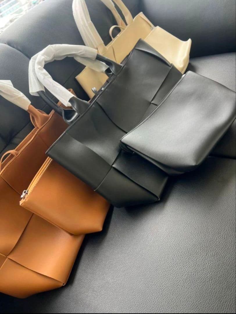 ☆choco☆編み込みトートレザーバッグ ブラック 大人可愛い　高品質