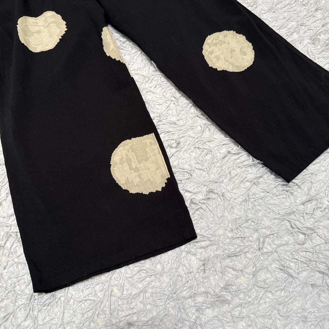 美品☆ ワイズ Y's レーヨンドットプリントパンツ ブラックベージュ サイズ2