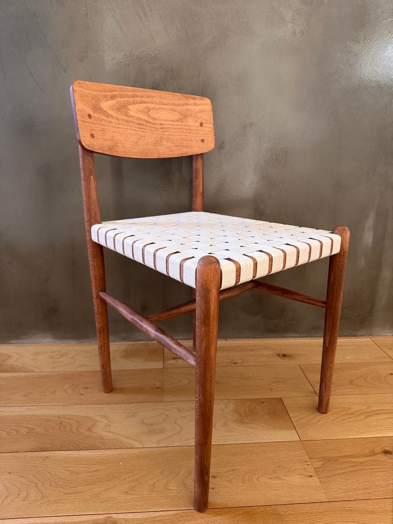 木製ダイニングチェア ストライプ編み