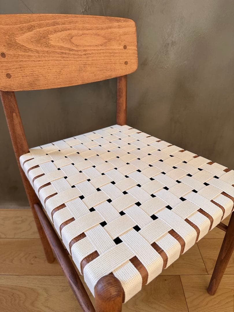 木製ダイニングチェア ストライプ編み