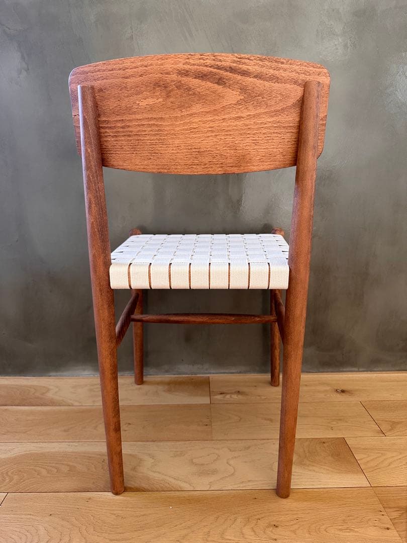 木製ダイニングチェア ストライプ編み