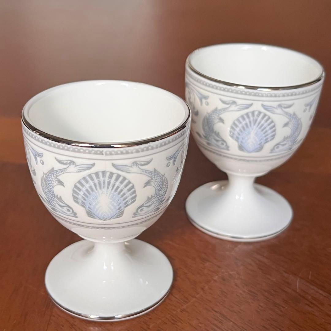 【黒壺美品】ウェッジウッド★ドルフィンホワイト★ペアセット