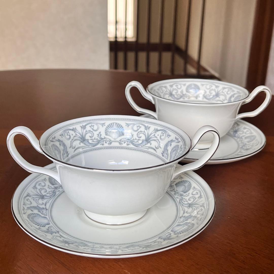 【黒壺美品】ウェッジウッド★ドルフィンホワイト★ペアセット