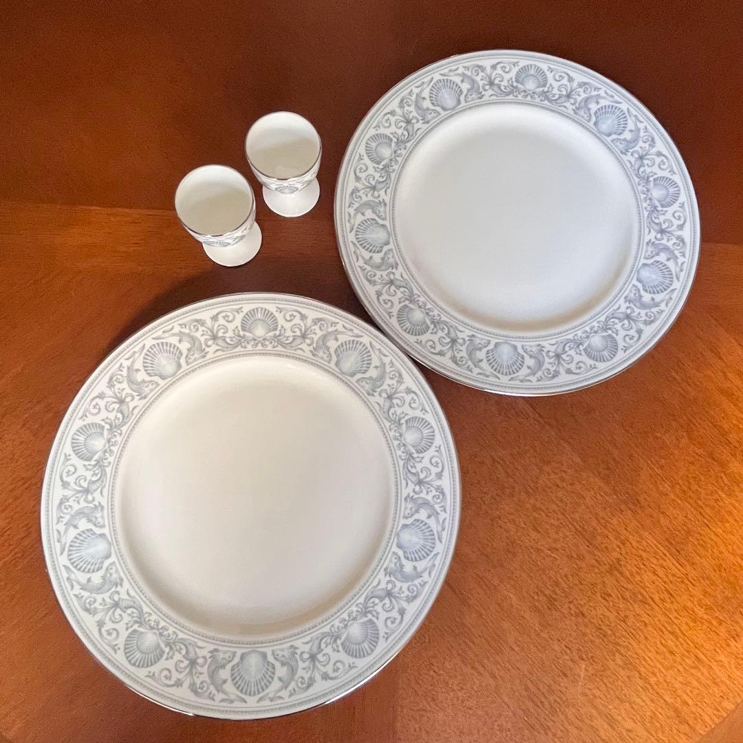 【黒壺美品】ウェッジウッド★ドルフィンホワイト★ペアセット