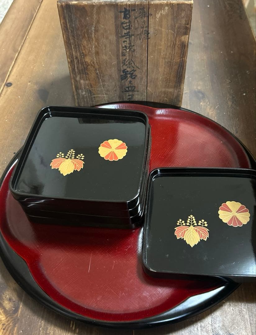輪島塗　高台寺蒔絵銘々皿　小森克己　日展　特選　骨董品　美術品　伝統工芸品