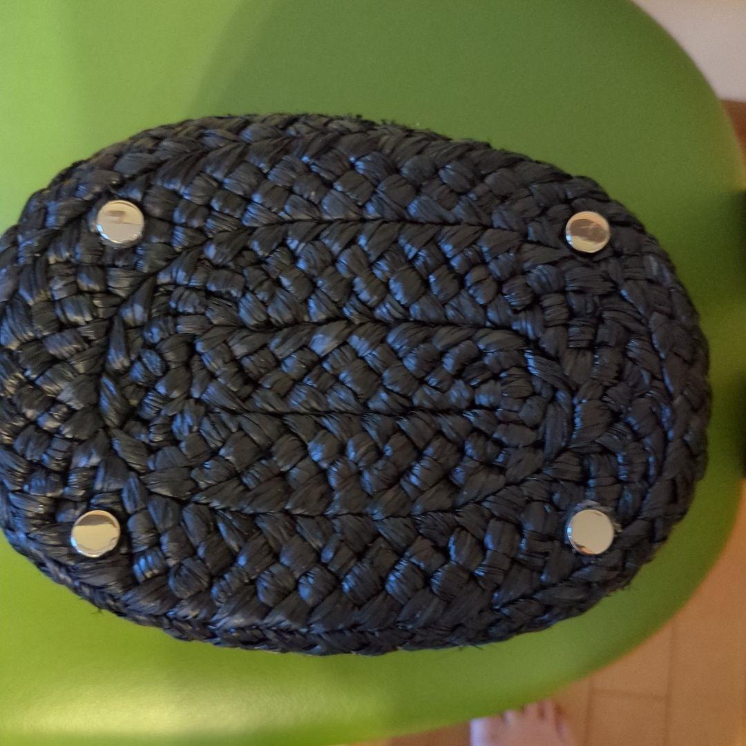 ヘレンカミンスキー　ラフィア　レザー　ハンドバッグ　ブラック　黒