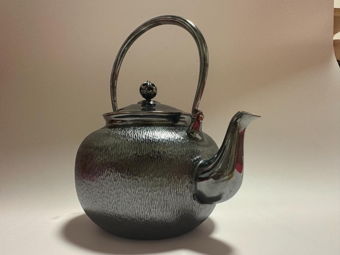 純銀製 望月形 湯沸 銀瓶 煎茶道具