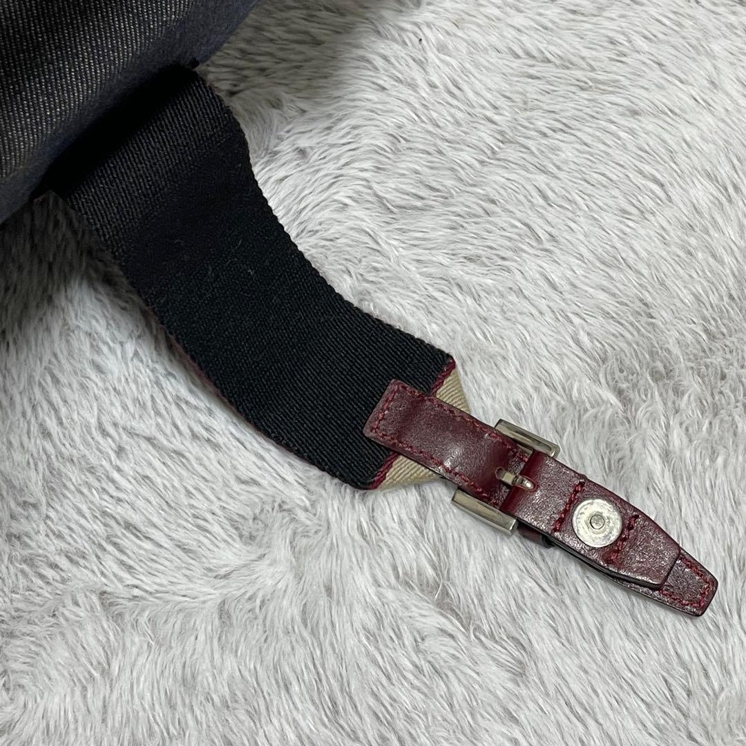 バーバリー　ハンドバッグ　デニム生地　キャンバス　レザー　シルバー金具