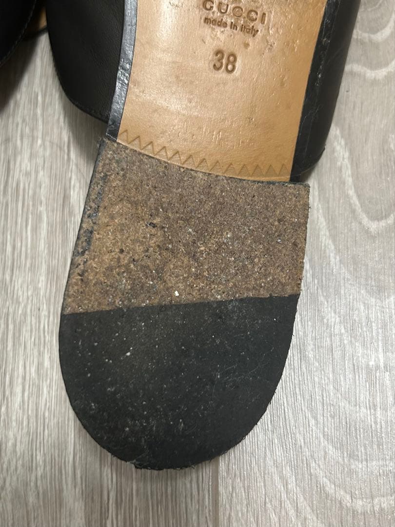 グッチ プリンスタウン スリッパ ミュール 38 シェリーライン ダブルG 黒