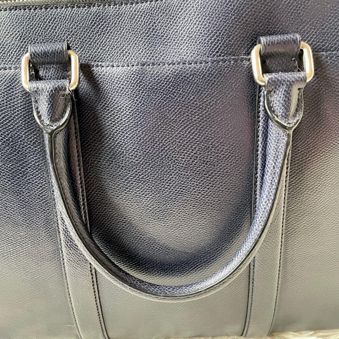 COACHコーチ 2wayレザービジネスバッグネイビー肩掛け可能A4収納可能