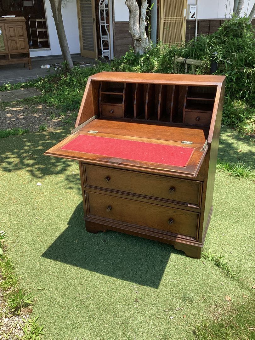 イギリスアンティーク　ライティングビューロー　デスク　キャビネット