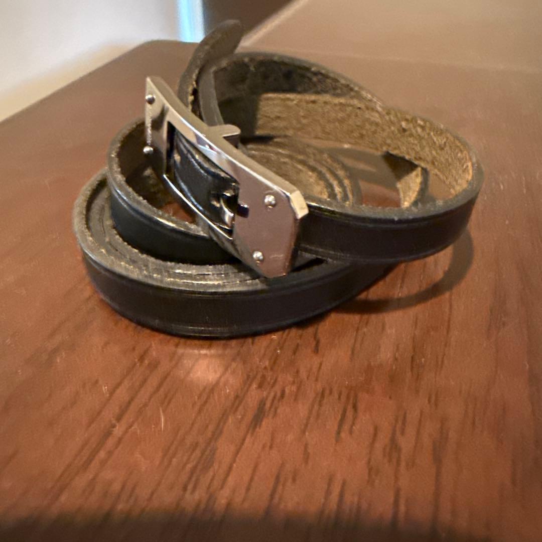 【美品】エルメス ケリーアルディオン ブレスレット レザー 黒ブラック シルバー