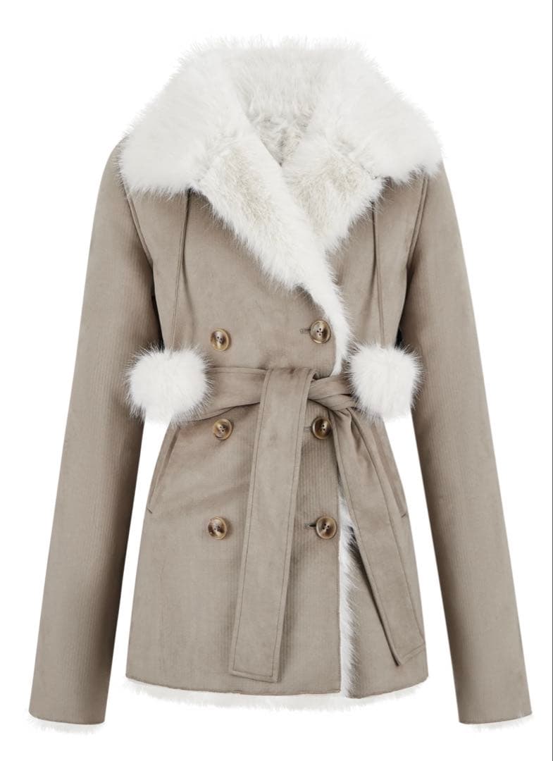 siletand andwang ベルベットボンボンコート