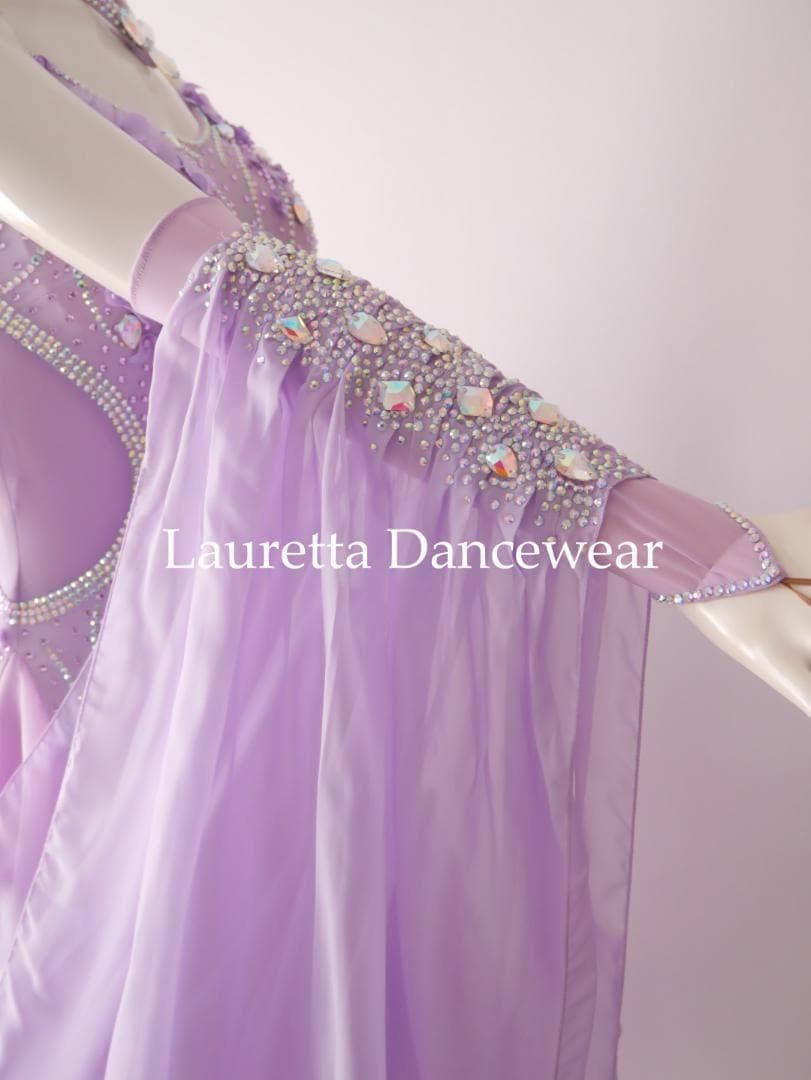 新品未使用 新作社交ダンスドレス スタンダード Ｍ 高級仕様 ラベンダー モダン