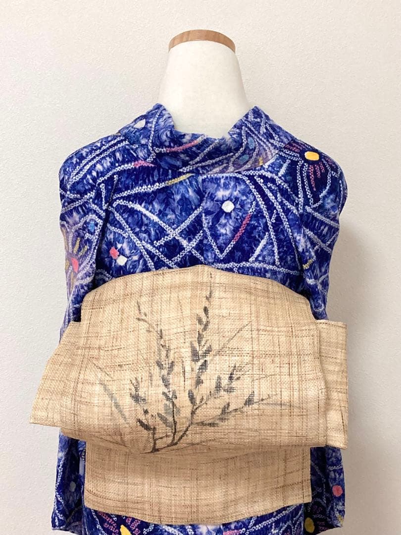 浴衣　有松鳴海絞り　蝶と幾何学　裄66.5cm