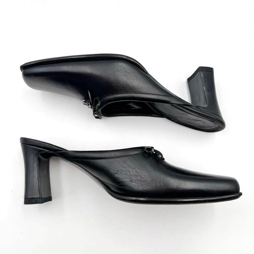 CHANEL シャネル　ココマーク　レザー　ブラック　ミュール　パンプス　ヒール