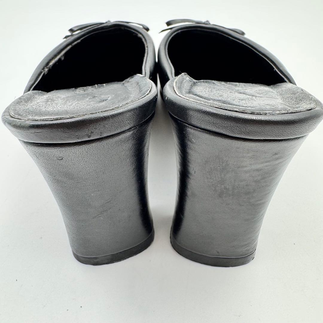 CHANEL シャネル　ココマーク　レザー　ブラック　ミュール　パンプス　ヒール