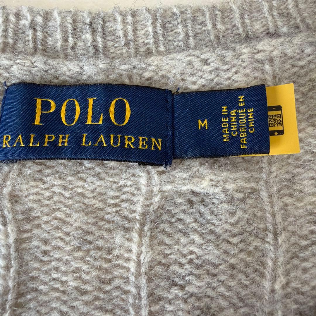 ラルフローレン カシミヤ ケーブルニットカーディガン ポニー刺繍