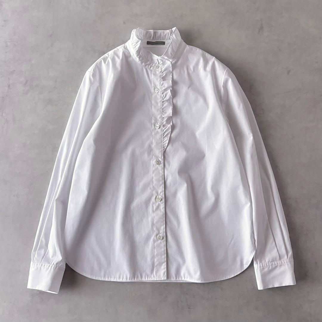 極美品　定価29,700円　セオリーリュクス　長袖　フリルブラウス　バンドカラー