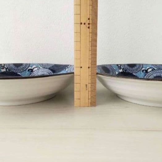 新品2枚セット　美濃焼 　紺青　20.5cmクープ  大輪菊