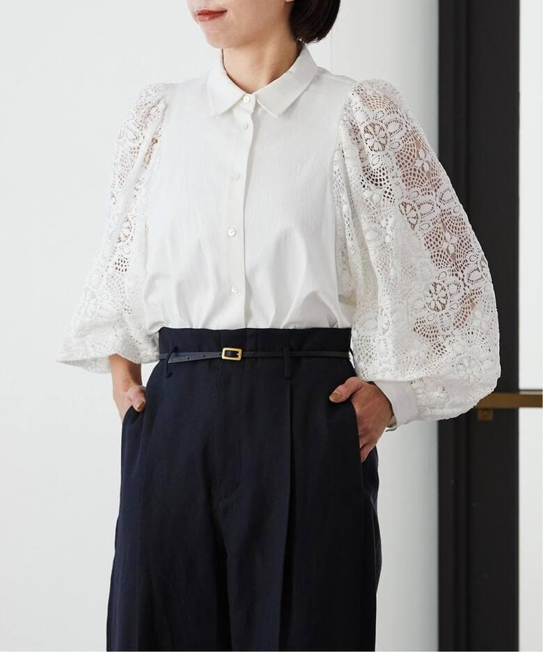 VERMEIL par iena レースコンビ ボリュームスリーブブラウス